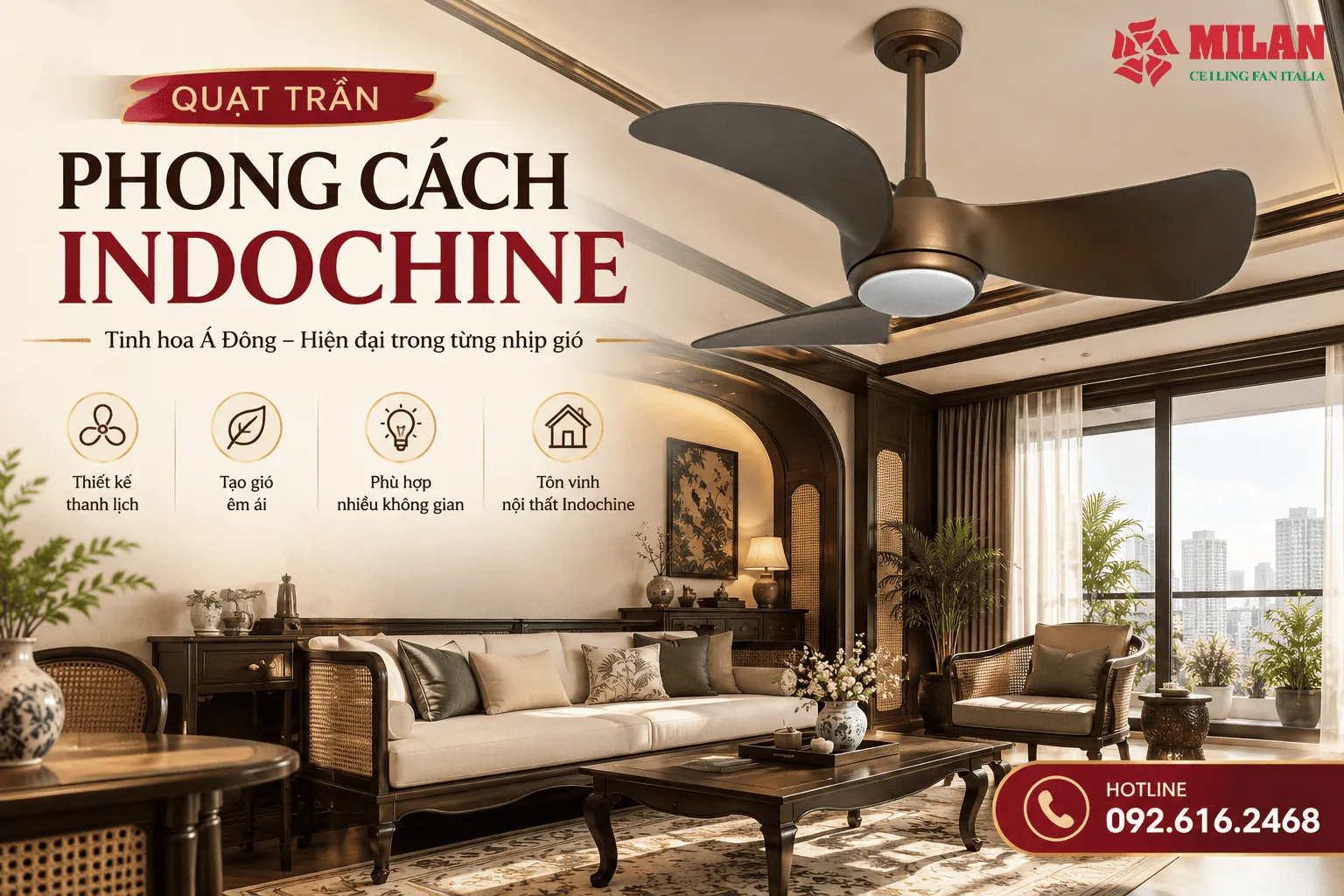 quạt trần cổ điển indochine